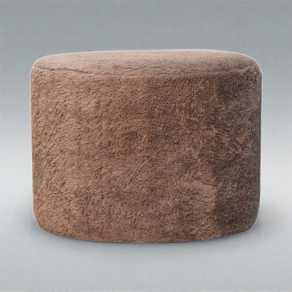 ComfyCush Mocha Faux Fur Round Footstool