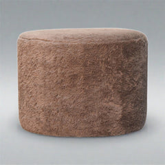 ComfyCush Mocha Faux Fur Round Footstool