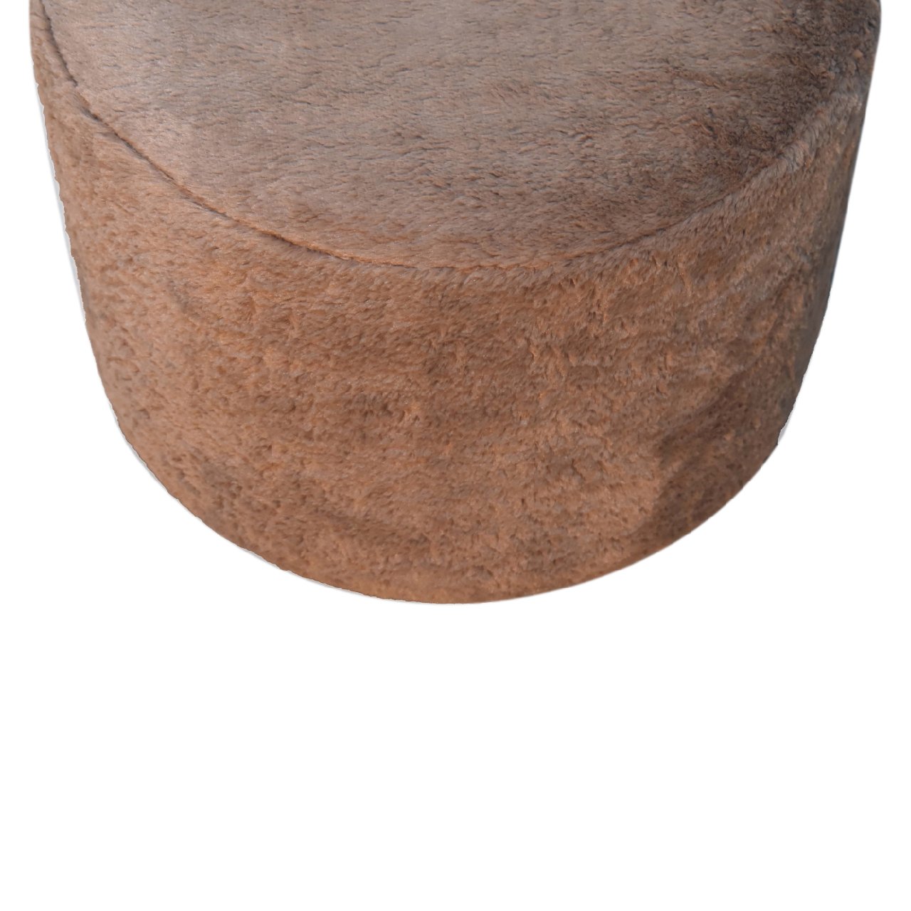 ComfyCush Mocha Faux Fur Round Footstool