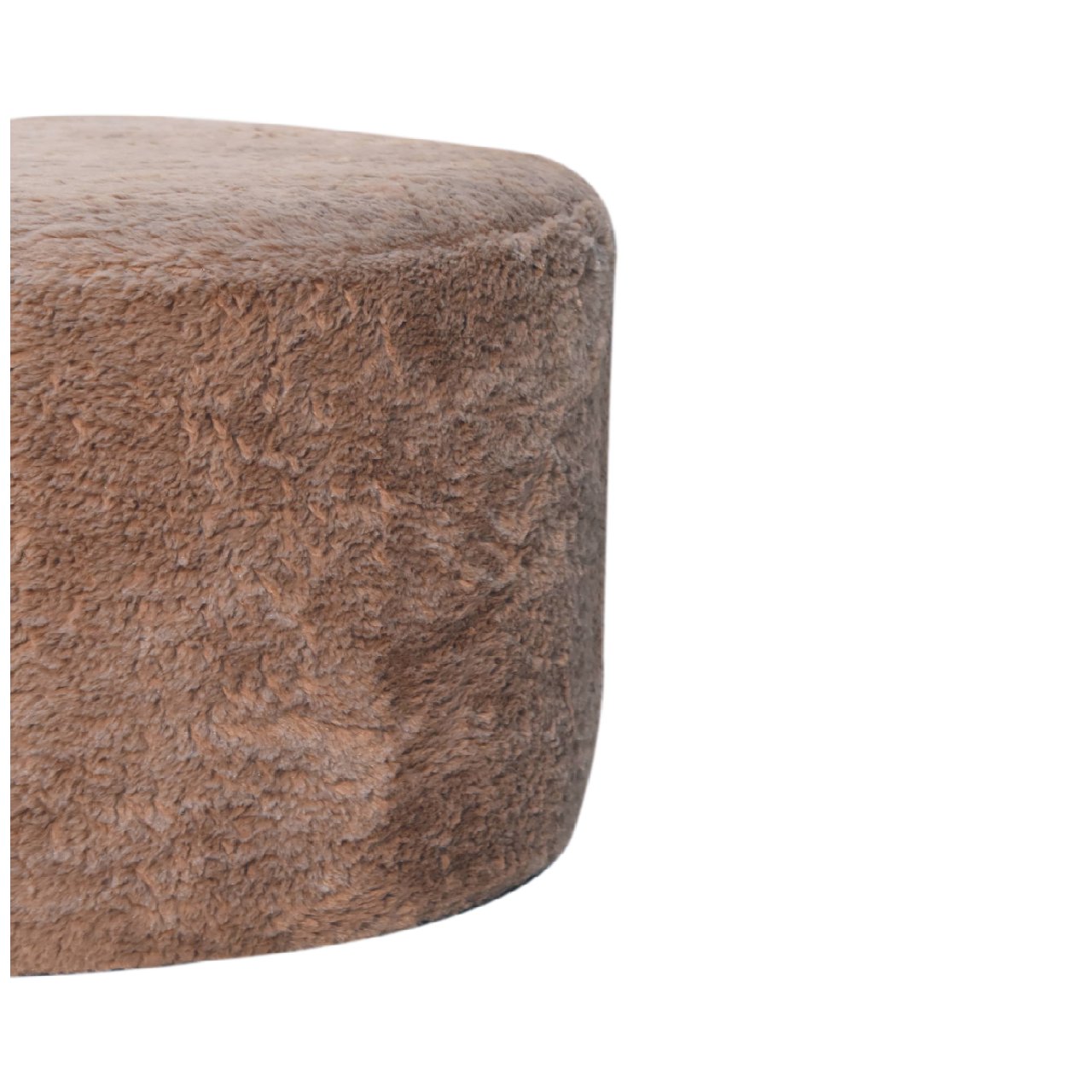 ComfyCush Mocha Faux Fur Round Footstool