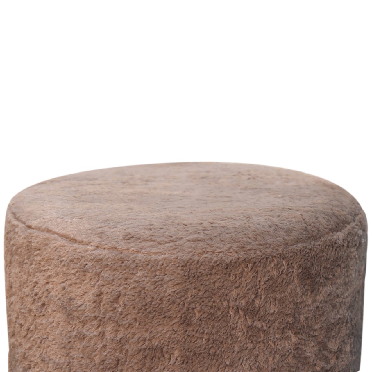 ComfyCush Mocha Faux Fur Round Footstool