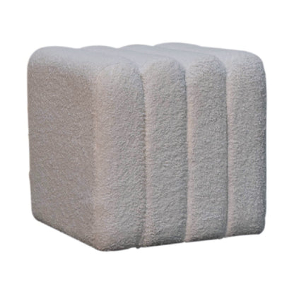 TuffetTouch White Wavy Boucle Footstool