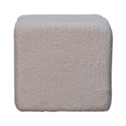 TuffetTouch White Wavy Boucle Footstool