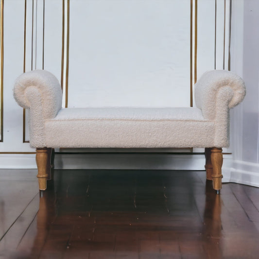 Supper Bench White Boucle Bedroom Bench