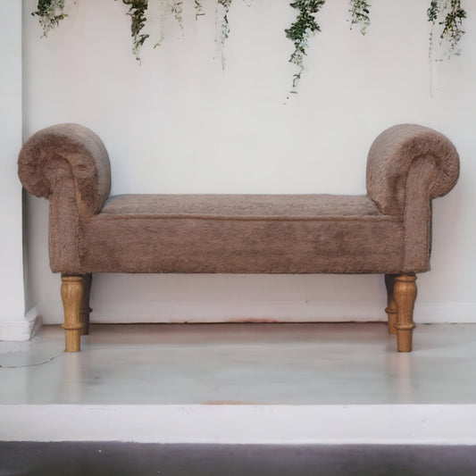 Binge Perch Mocha Faux Fur Bedroom Bench