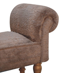 Binge Perch Mocha Faux Fur Bedroom Bench