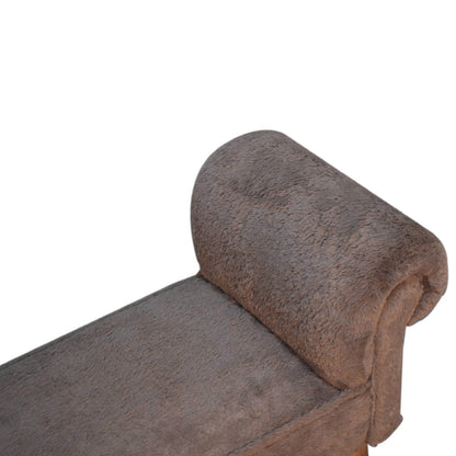 Binge Perch Mocha Faux Fur Bedroom Bench