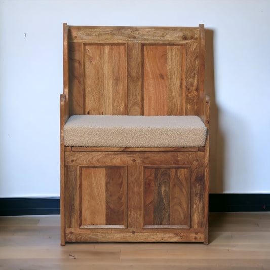 Chew Seat Cream Boucle Mini Monks Bench