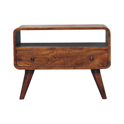 FusionFinesse Mini Chestnut Curved TV Stand - Furniture One Shop