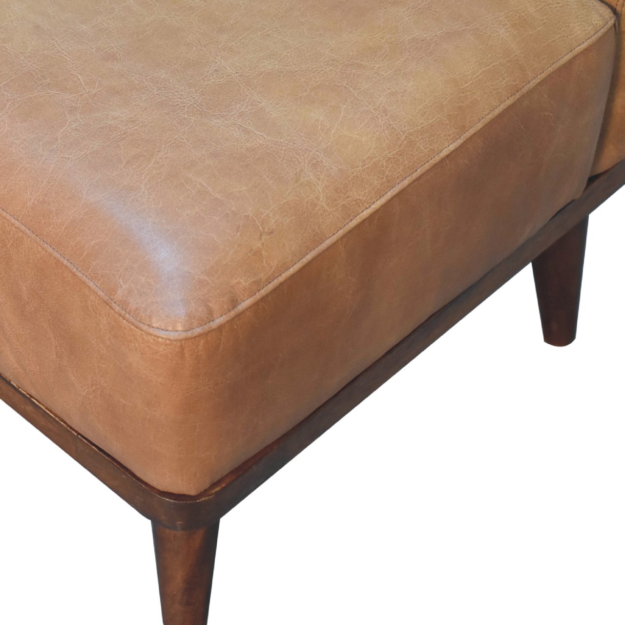 PeacePerch Tan Buffalo Backrest Footstool