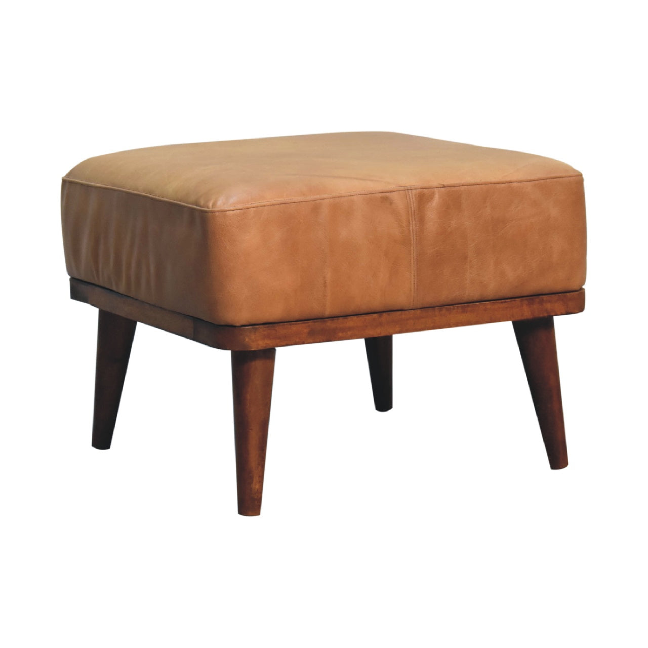 LoungeLift Tan Buffalo Leather Tan Footstool