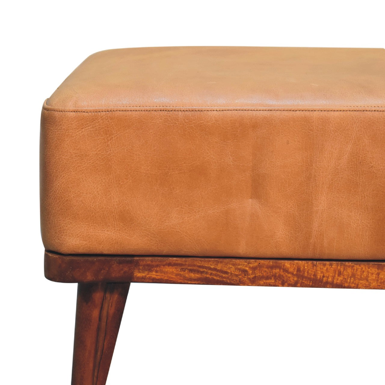 LoungeLift Tan Buffalo Leather Tan Footstool