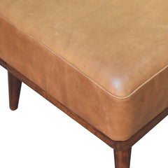 LoungeLift Tan Buffalo Leather Tan Footstool