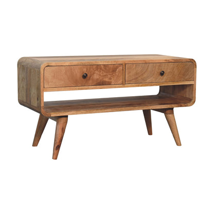 EliteEnclave Reverse Curve Oak-ish TV Stand - Furniture One Shop