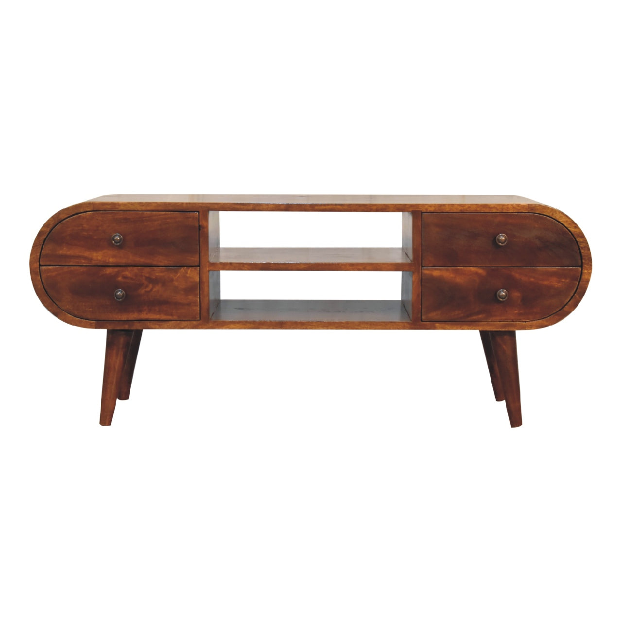 ClassyCharm Chestnut Circular TV Stand