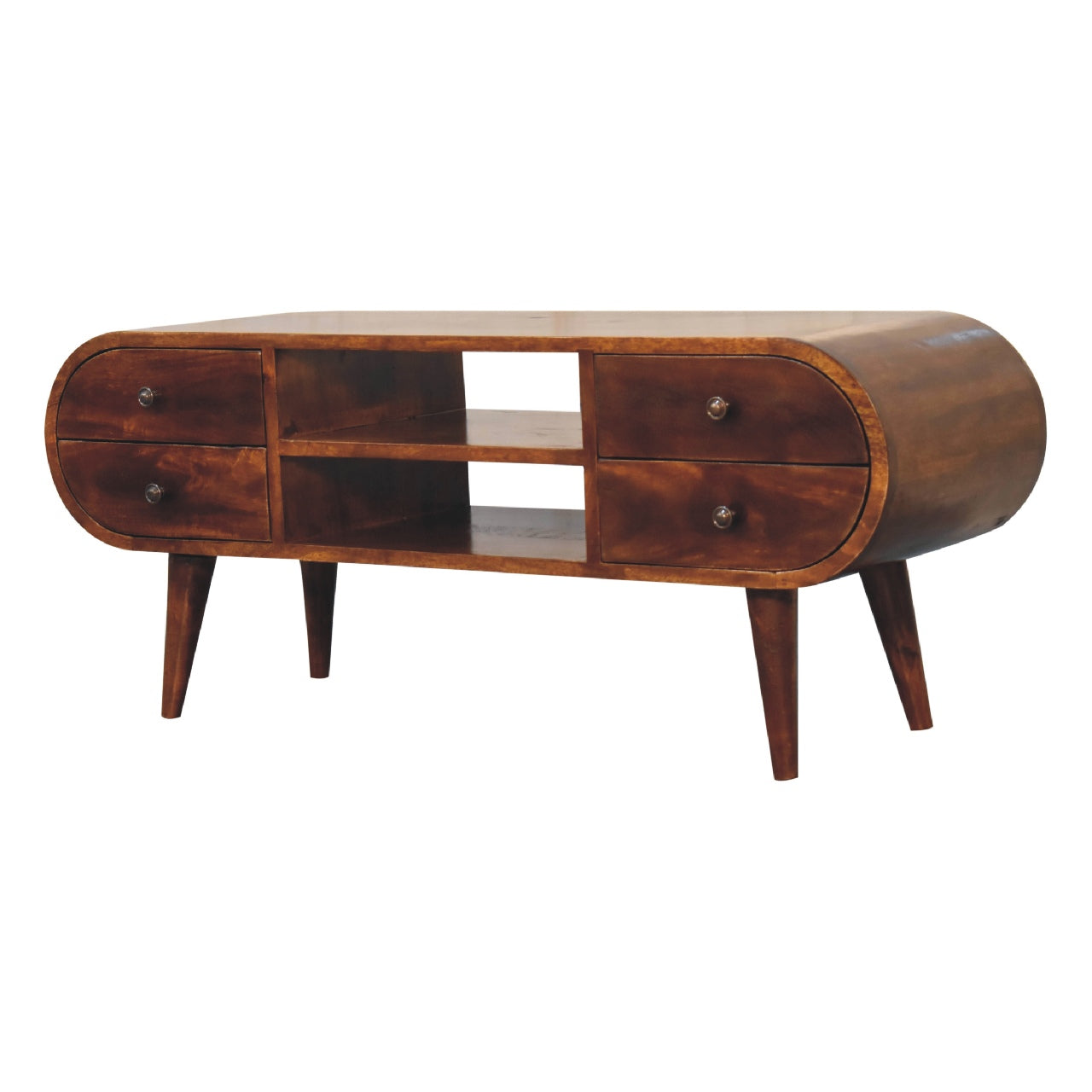 ClassyCharm Chestnut Circular TV Stand