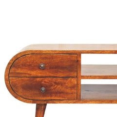 ClassyCharm Chestnut Circular TV Stand - Furniture One Shop