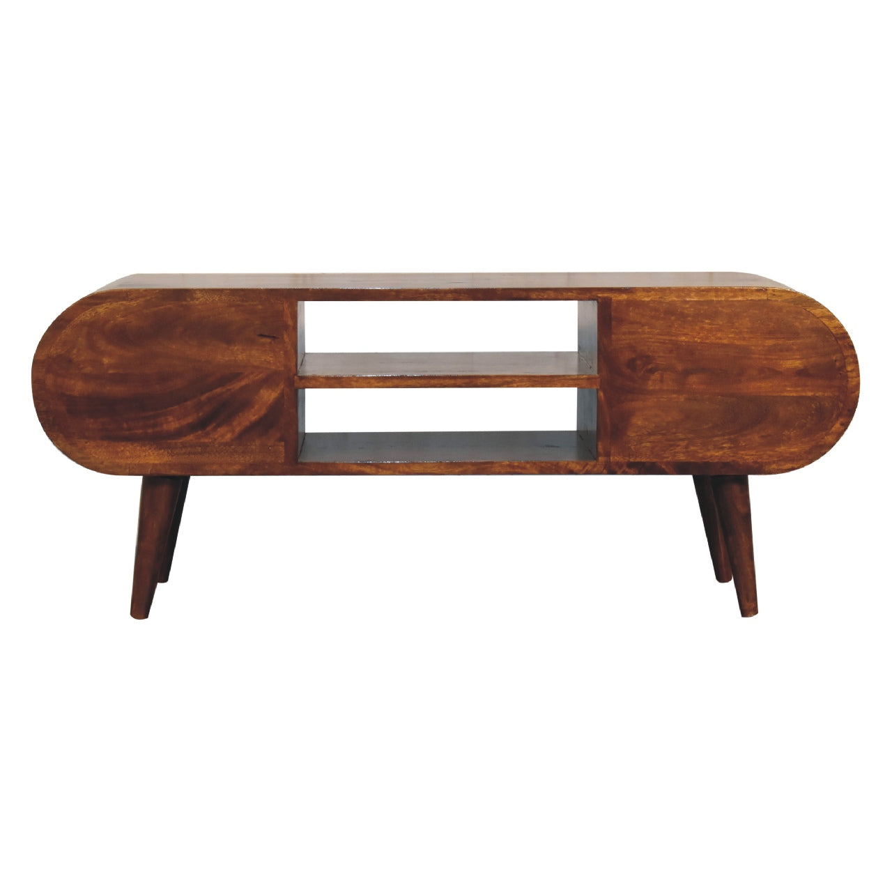 ClassyCharm Chestnut Circular TV Stand