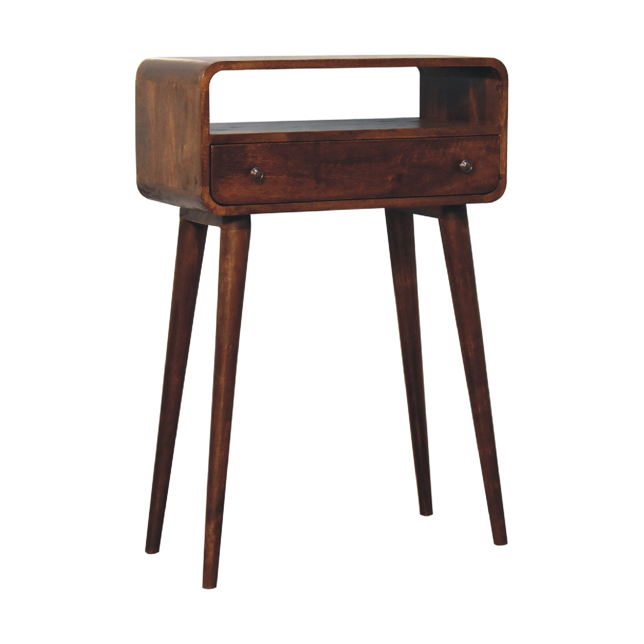 Sophisticated Console Chestnut Nordic Style One Drawer & One Open Slot Console Table
