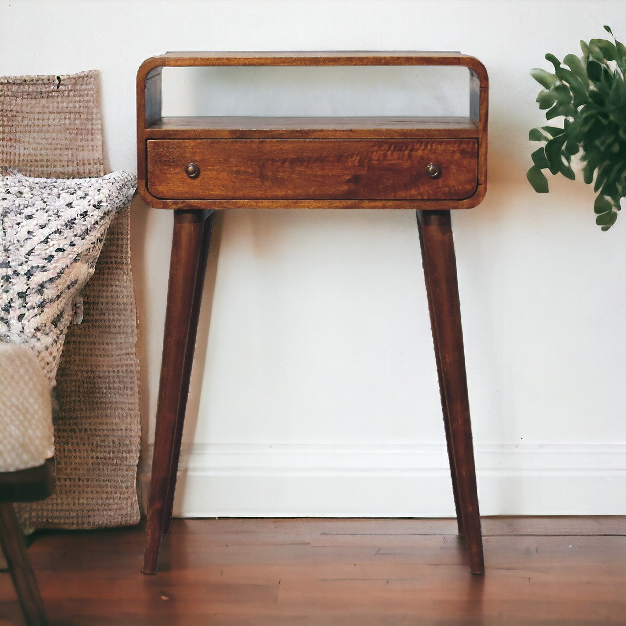 Sophisticated Console Chestnut Nordic Style One Drawer & One Open Slot Console Table