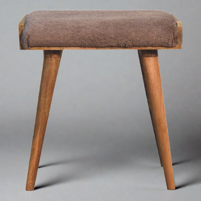 PlushPillar Mocha Faux Fur Style Footstool