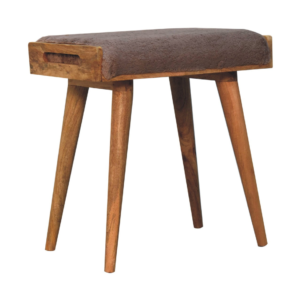 PlushPillar Mocha Faux Fur Style Footstool
