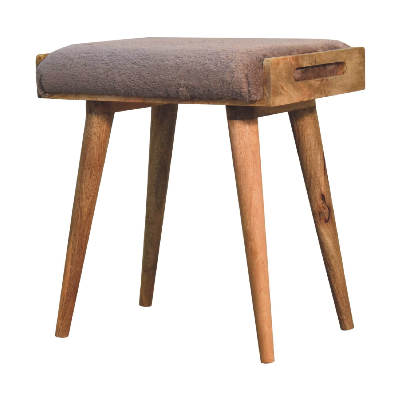PlushPillar Mocha Faux Fur Style Footstool