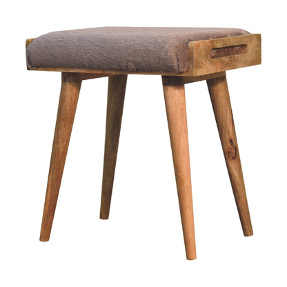 PlushPillar Mocha Faux Fur Style Footstool