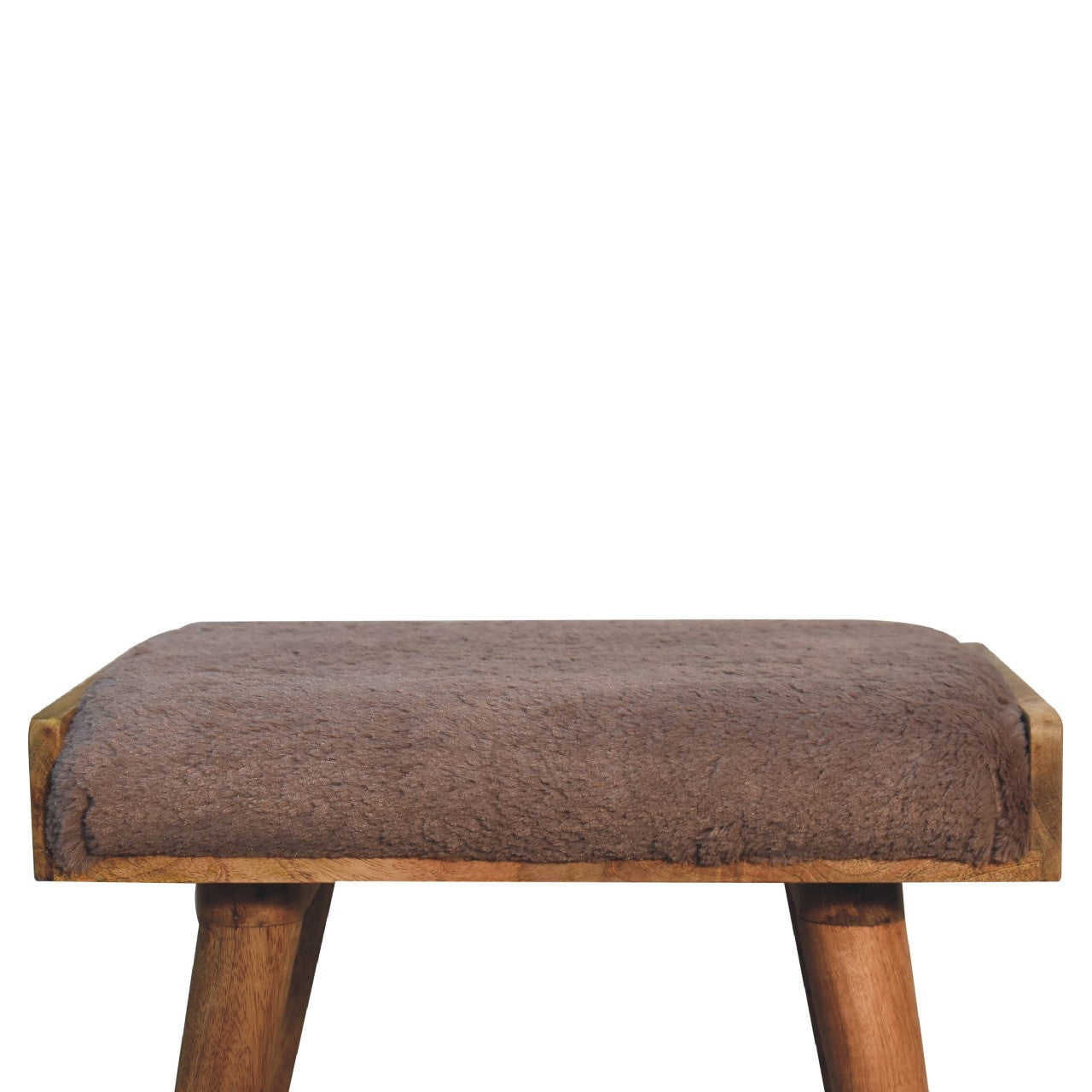 PlushPillar Mocha Faux Fur Style Footstool