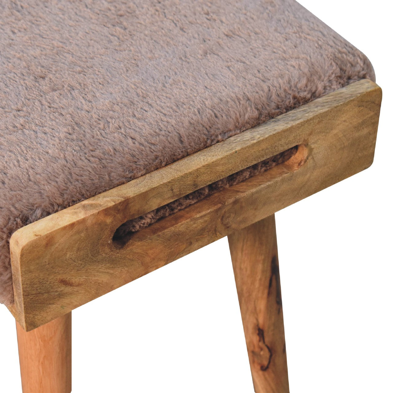 PlushPillar Mocha Faux Fur Style Footstool