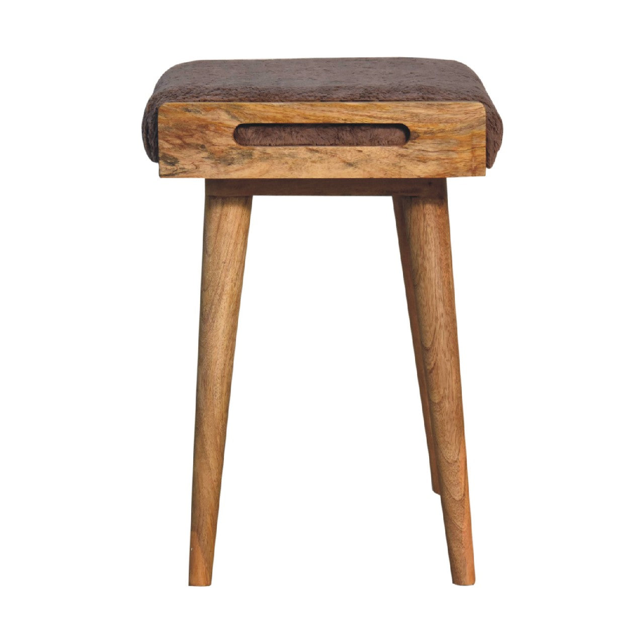 PlushPillar Mocha Faux Fur Style Footstool
