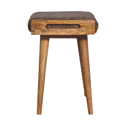 PlushPillar Mocha Faux Fur Style Footstool