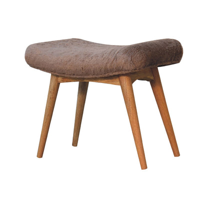 Snack Bench Mocha Faux Fur Curved Bench