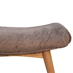 Snack Bench Mocha Faux Fur Curved Bench - Furniture One Shop