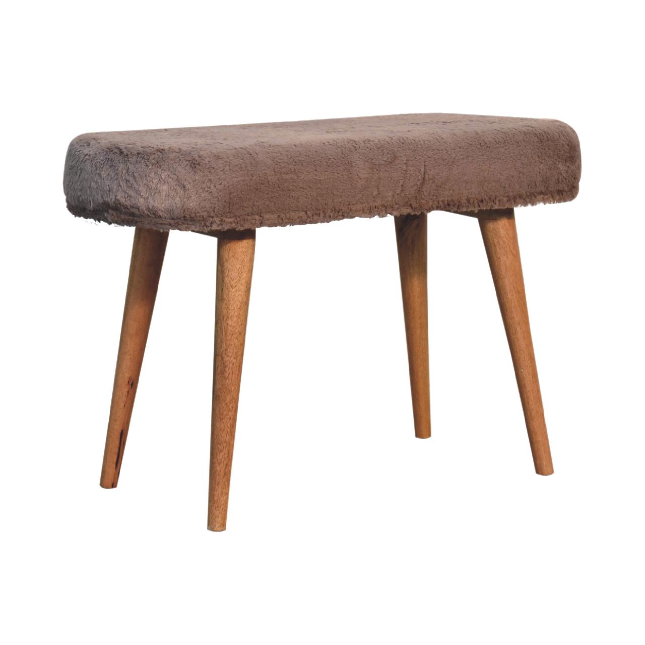 Dine Niche Mocha Faux Fur Fabric Bench