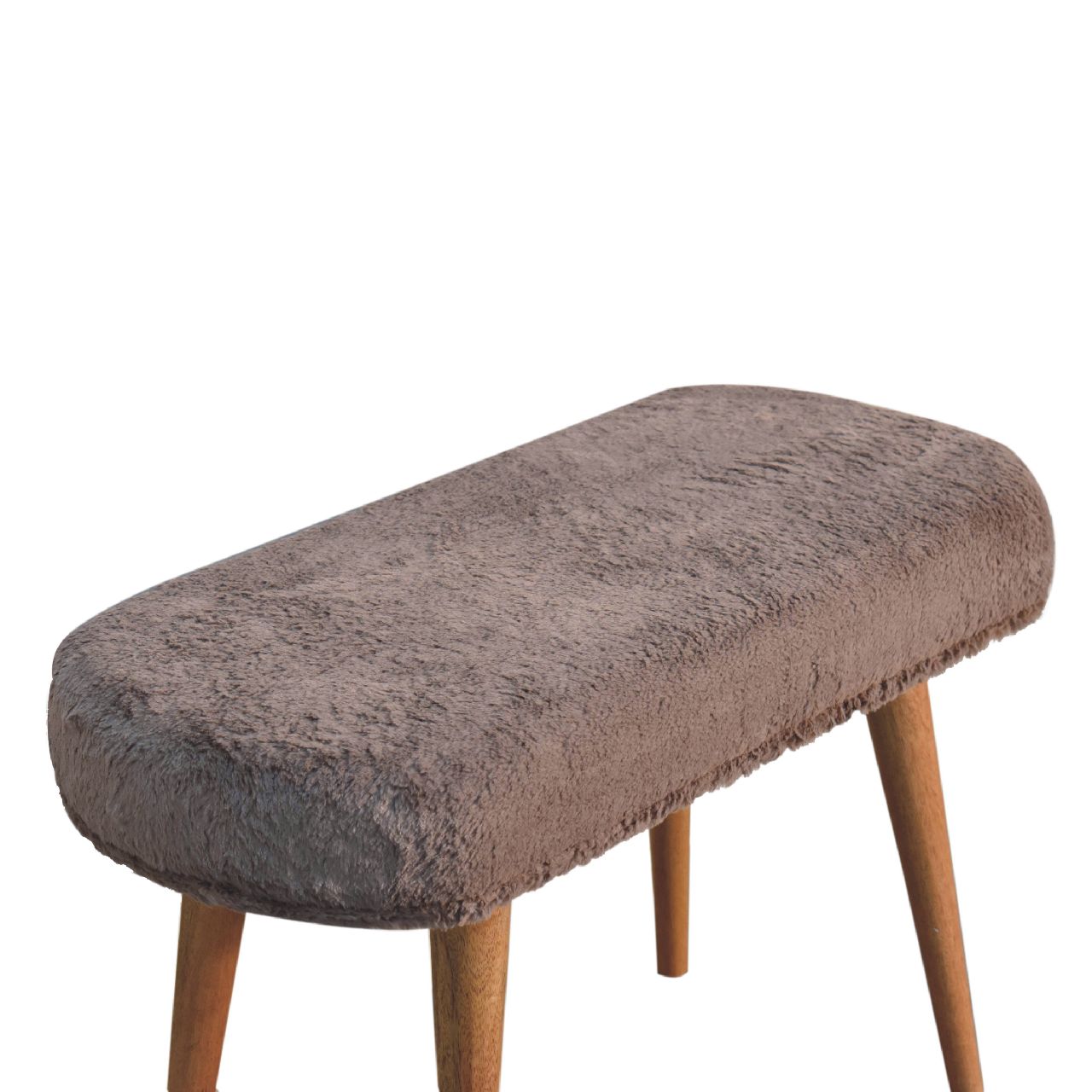 Dine Niche Mocha Faux Fur Fabric Bench