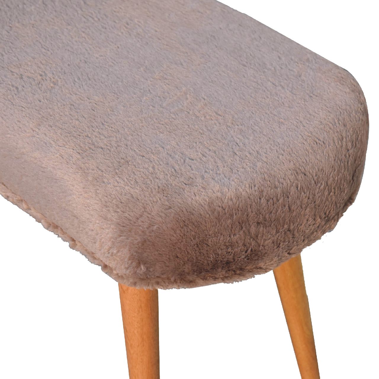 Dine Niche Mocha Faux Fur Fabric Bench