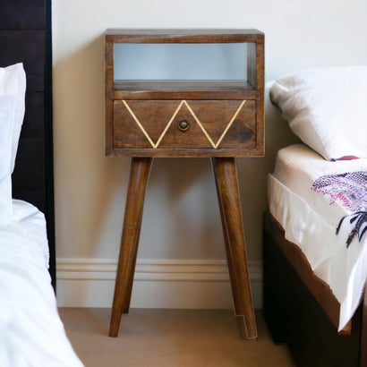 Charing Cross Mini Geo Brass Bedside - Furniture One Shop