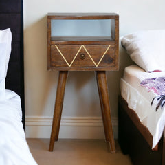 Charing Cross Mini Geo Brass Bedside - Furniture One Shop