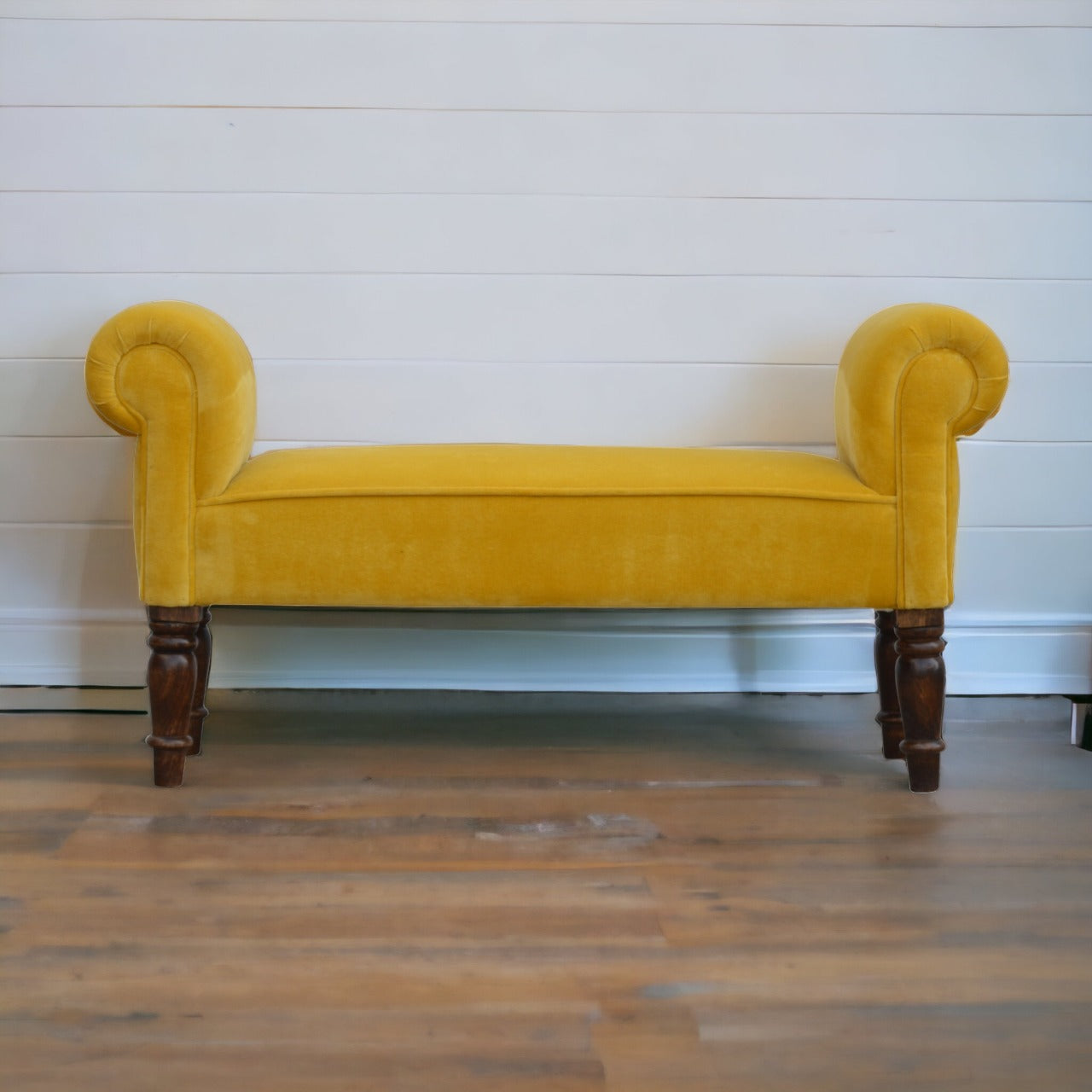 Foodie Seat Mustard Velvet Bench