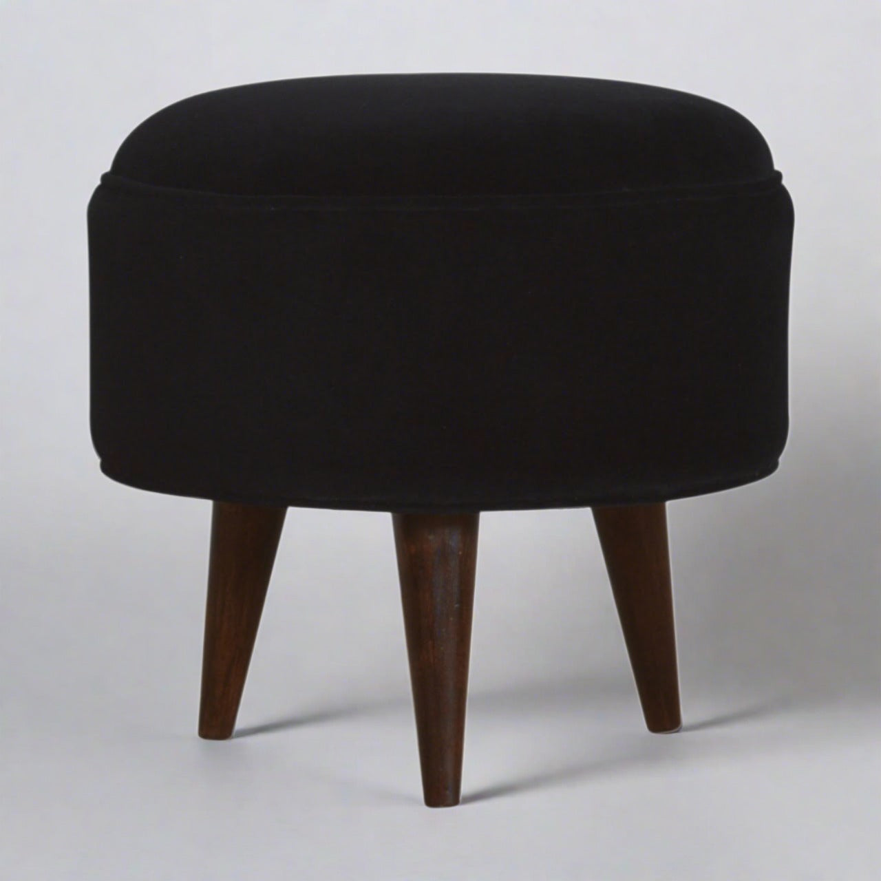 ComfyCube Black Velvet Nordic Style Footstool