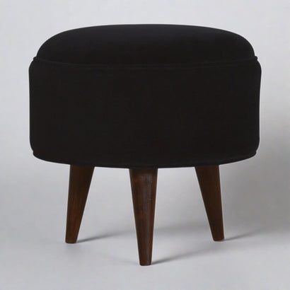 ComfyCube Black Velvet Nordic Style Footstool - Furniture One Shop