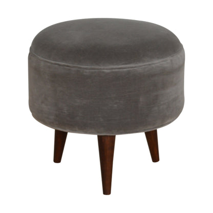 PlushPerch Grey Velvet Nordic Style Footstool