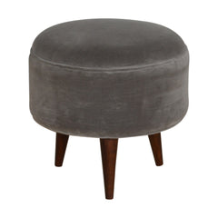 PlushPerch Grey Velvet Nordic Style Footstool