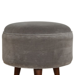 PlushPerch Grey Velvet Nordic Style Footstool