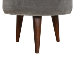 PlushPerch Grey Velvet Nordic Style Footstool