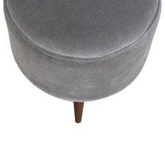 PlushPerch Grey Velvet Nordic Style Footstool