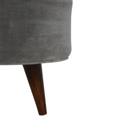 PlushPerch Grey Velvet Nordic Style Footstool