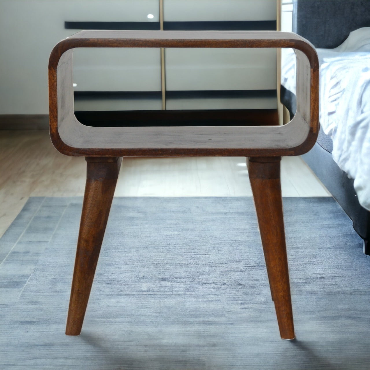 High Curved Open Chestnut Bedside