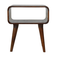 High Curved Open Chestnut Bedside - Furniture One Shop